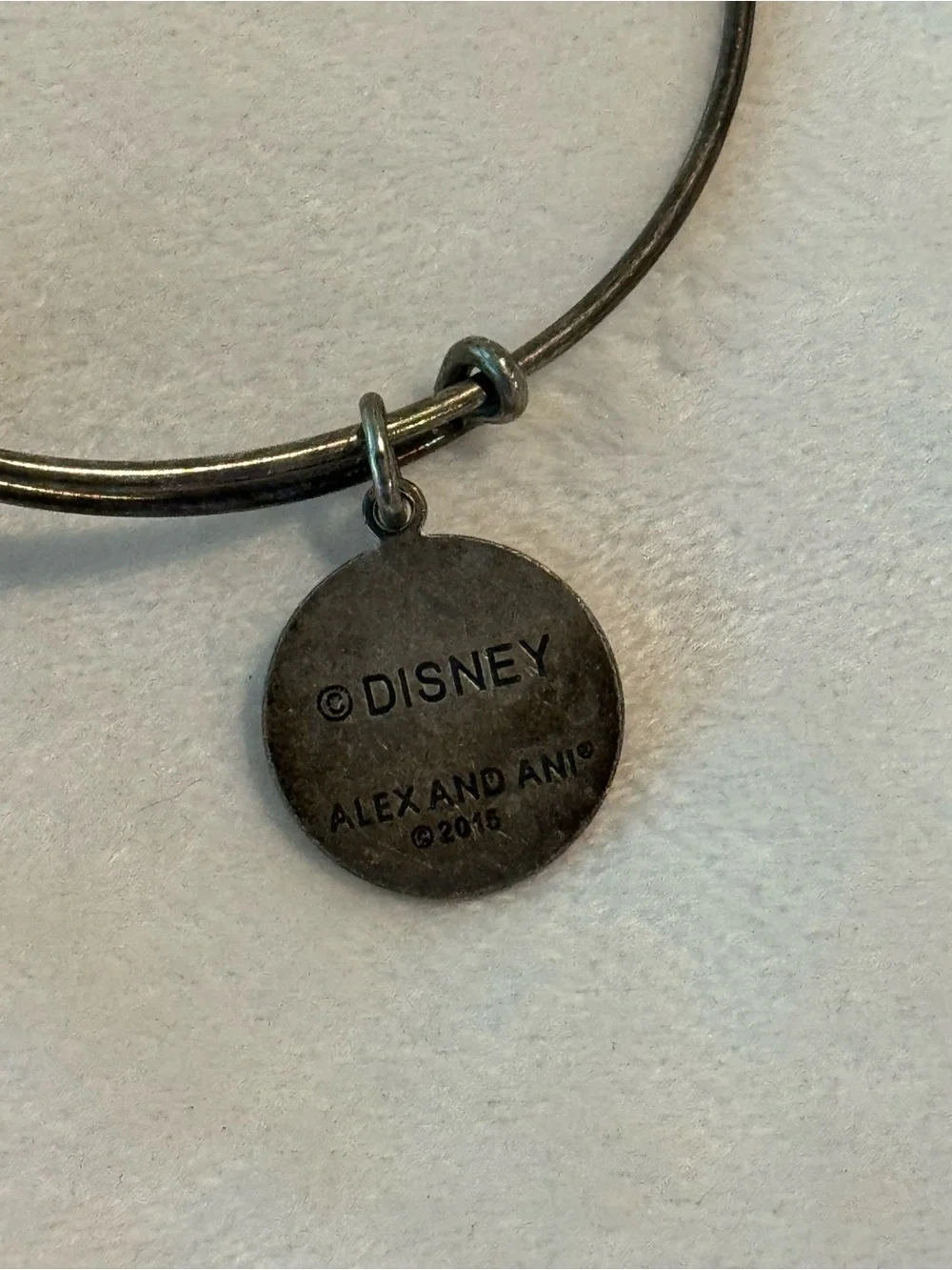 Alex and Ani Disney Parks Epcot Retro Logo Charm Bangle Rafaelian Silver